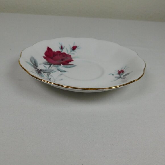 Royal Albert Sweet Romance Saucer ONLY Bone China Red Rose Gold Rim Replacement - Picture 2 of 7